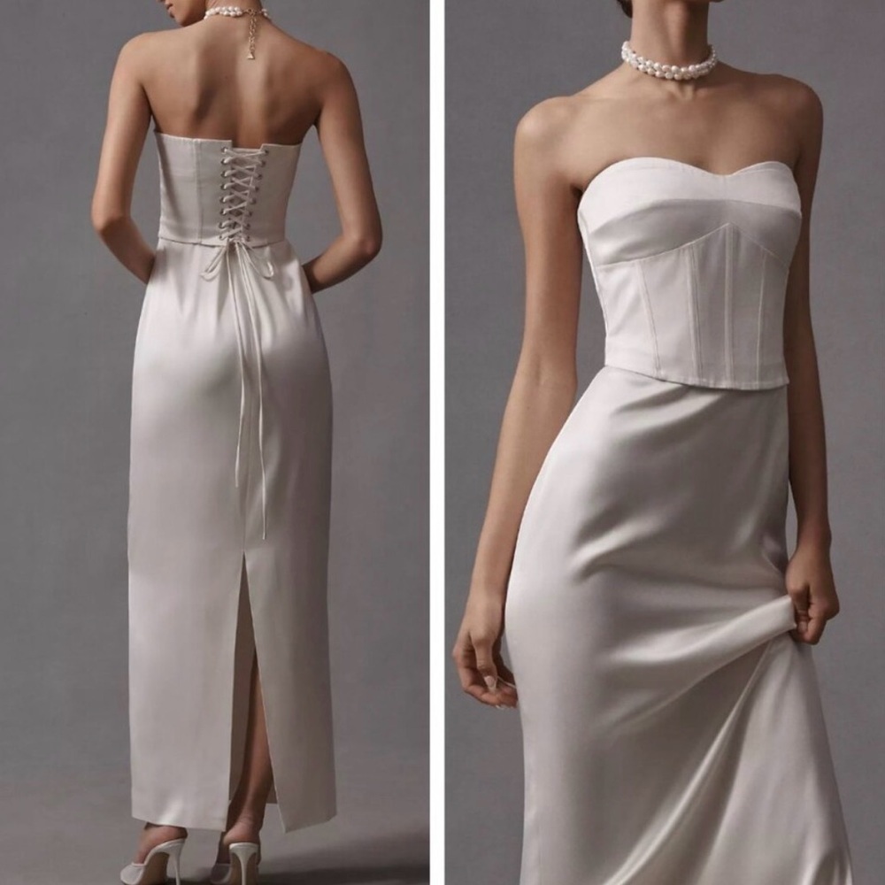 NEW NWT Reformation Ariyah Corset Satin Maxi Wedding Bridal Dress Gown - Picture 3 of 11